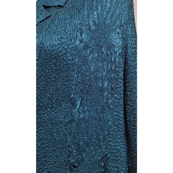 Chico's Traveler Striking Teal Crushed Short Blazer Jacket 2 Large New With Tags - Picture 6 of 7